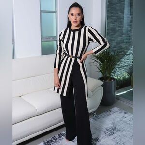 Striped Black and Cream Top M